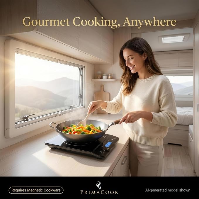1800W Portable Induction Cooktop Burner – 20 Temperature Settings, 18 Power Levels, 10-Hour Timer – Countertop Electric Hot Plate for RV, Canning, Dorm, Kitchen – Child Safety Lock (Black) | 1800W, 20 Temp Settings, 18 Power Levels, 10-Hr Timer, Cannin...