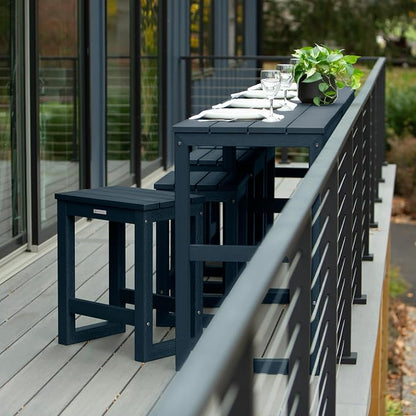 highwood Monroe 6-Piece Counter Height Modern Balcony Set, 2 Tables and 4 Stools, Federal Blue