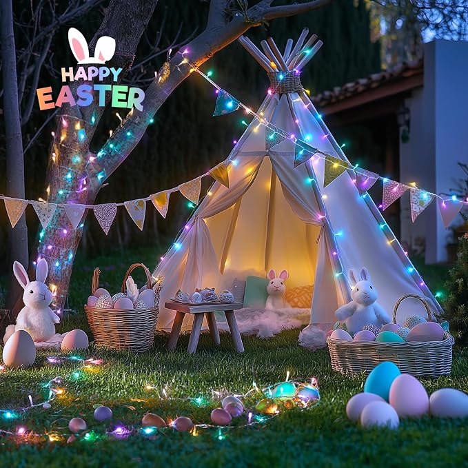 JMEXSUSS 400 LED Easter Lights Indoor Outdoor, 132FT Easter String Lights | Pastel String Lights Plug in, with Remote, 8 Modes Colorful Christmas Light for Bedroom Party Tree Decorations