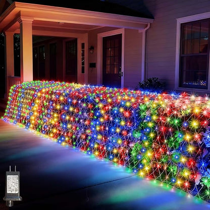 LitHome 21FT x 5FT Christmas Net Lights Outdoor Mesh Lights Connectable | 8 Modes 360 LED Multicolor Net Light Green Wire, Waterproof Giant Christmas Mesh Light for Bushes Garden Yard Party Decor