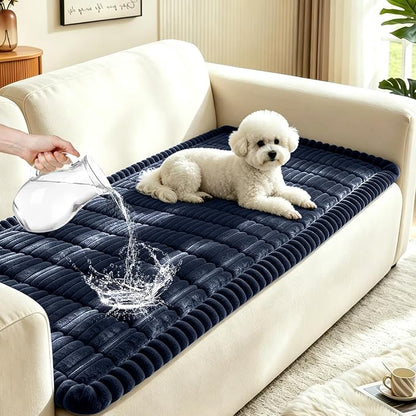 Leakproof Couch Cover for Dogs, Non Slip Washable Sofa Protector | Stain-Resistant Window Seat Cushions Chair Mat Car Seat Cover for Kids Pets (NavyBlue 27.6" x 70.9")