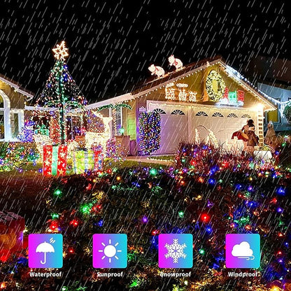 JMEXSUSS 200 LED Multicolor Christmas Lights, 66ft String Lights Plug in | Connectable, Waterproof, 8 Modes, indoor Outdoor Use, Green Wire Tree Lights for Christmas, Porch, Fence, House Decorations