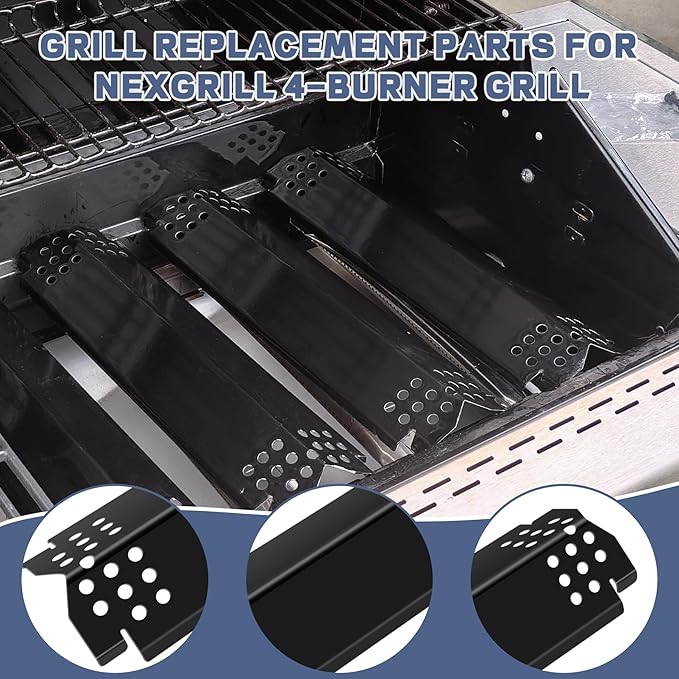 Grill Parts for Nexgrill Replacement Parts 4 Burner 720-0925 720-0925PG,Cooking Grate,Heat Shield and Burner Kit for Nexgrill 720-0925P Replacement Parts for Nexgrill 4 Burner Gas Grill