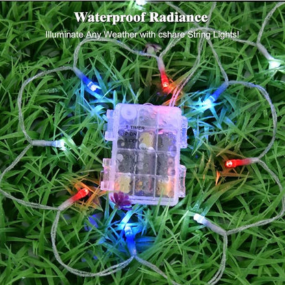 cshare Red White and Blue Lights Battery Operated, 4th of July Lights with Timer Outdoor Waterproof 9.8ft 30 LED for 4th of July Independence Day Decorations Garland Party Garden 2 Packs