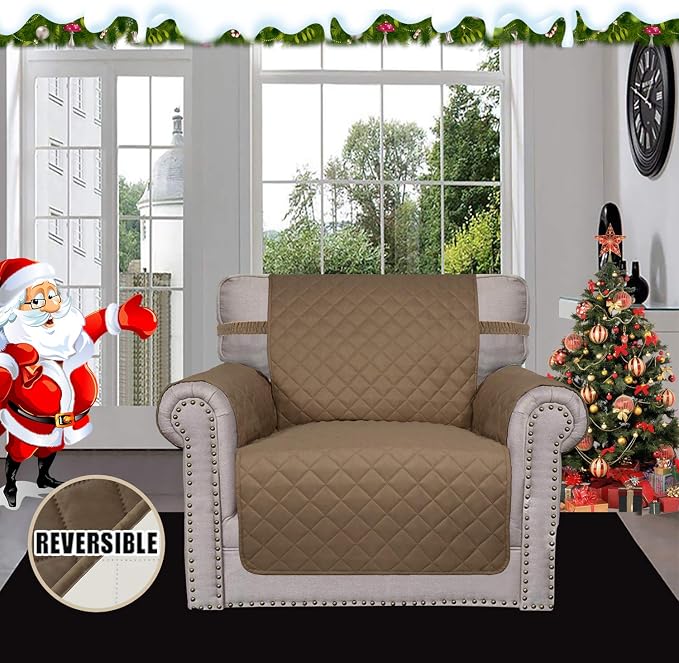 Easy-Going Reversible Couch Cover, Small Chair, Camel/Ivory | Machine Washable Slipcover For Dogs, Water Resistant Furniture Mat For Living Room, Non-Slip Sofa Cover, Pet Friendly