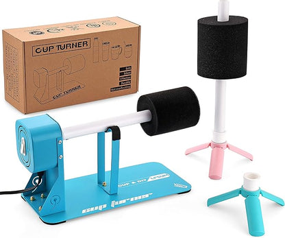 LFSUM Cup Turner Kit for Crafts Tumbler, Tumbler Cup Spinner, Glitter Powder, Epoxy Resin Kit for Beginners with Epoxy and Heat Gun (1X-Blue)