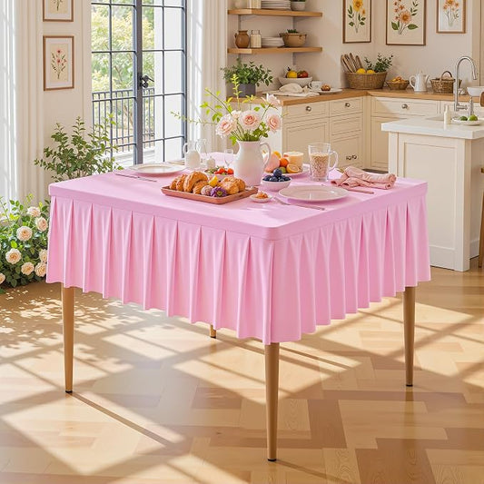 PARTISKY Baby Pink Spandex Square Tablecloths 34x34 Inch, Wrinkle Free Fitted Card Table Cloth Stretch Square Table Cover for Kitchen Dinner, Holiday Party, Wedding Banquet, Display Trade Show