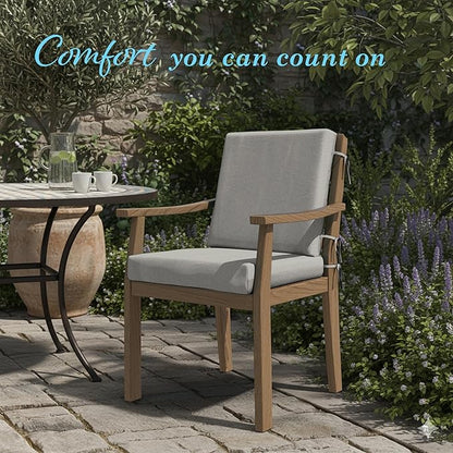 California Umbrella Outdoor Dining Chair, Patio Seat Cushion, 20 x 40 Inch, Premium Outdoor Memory Foam, Fade Resistant Sunbrella Fabric, Fabric Ties,Granite
