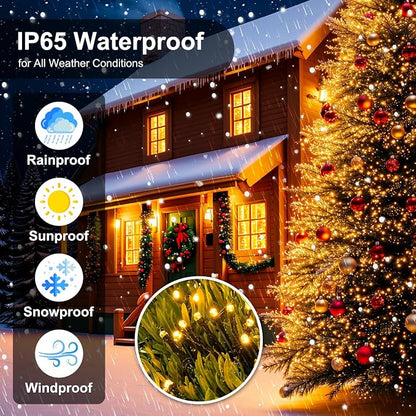 2 Pack Solar String Lights for Outside,Each 33Ft 100 LED Solar String Lights Outdoor Waterproof with 8 Modes,Solar Lights Outdoor for Patio, Garden, Tree, Party Decor-Warm White