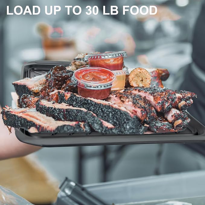ECOIOU Extra Large Grilling Prep and Serve Trays, 17.3x13 inch BBQ Tray for Raw and Cooked Food, Melamine Serving Trays for Food, Set of 2, Black and White