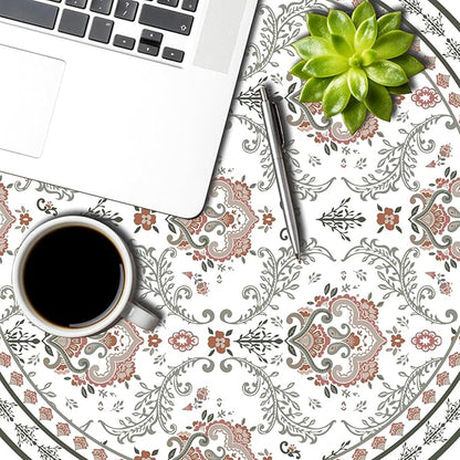 Rustic Floral Tablecloth 60x60 Inch Round Green Pink Flower Boho Spring Wrinkle Resistant Table Cloth Washable Seasonal Retro Circle Table Cover for Home Restaurant Picnic Camping 60x60 Inch