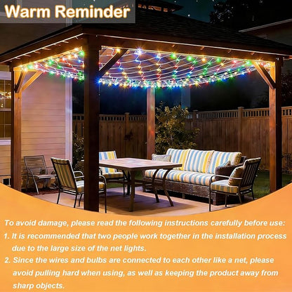 Lovelite 10ft x 10ft Net Lights, 280LED Gazebo Lights Outdoor 8 Modes Timer, Waterproof Connectable Christmas Light Clear Wire Large Size for Bushes Patio Pergolas Garden Holiday Party - Mulicolor