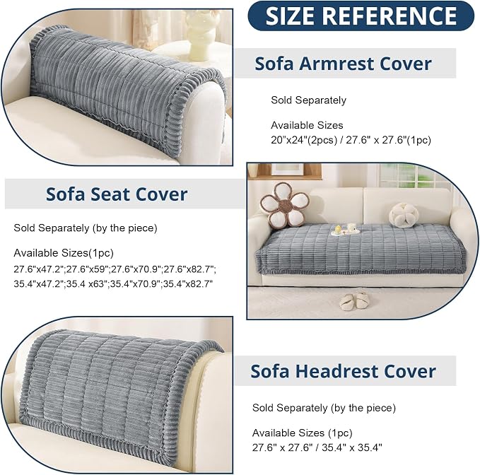 OstepDecor Couch Cover for Dogs, Washable Non Slip Sofa Cover for Pets | Soft Couch Covers for Sofa, Loveseat and Sectional, Furniture Protector Against Pet Hair & Dirt (35.4" x 82.7", Blue Grey)