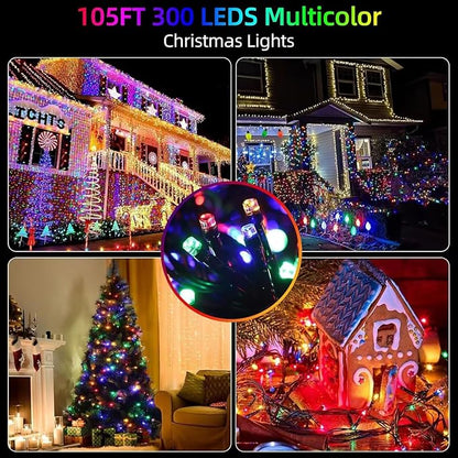 MZD8391 105FT 300LED Christmas Light, Christmas Tree Lights with Music | Multicolor, Motion Sensor, Play 4 Christmas Songs, Waterproof, UL Listed, 6 Light Modes, End To End Connect, Outdoor Indoor