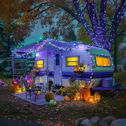 JMEXSUSS 400 LED Purple and Green Halloween Lights | 132ft Remote Control Halloween String Lights Plug in, Christmas Lights Indoor Outdoor for Yard Tree Porch Halloween Decor
