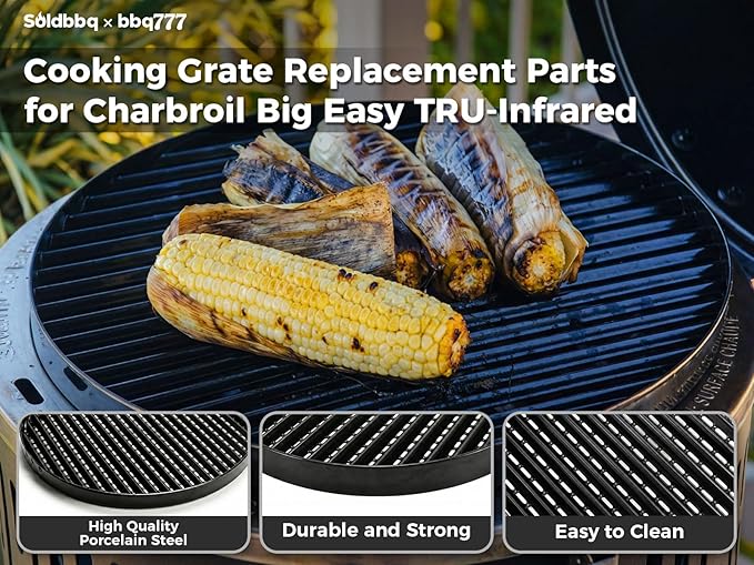 15 1/4" Porcelain Steel Cooking Grate Replacement Parts for Charbroil The Big Easy TRU-Infrared Smoker Roaster & Grill Model 14101550 14101550-A1/ A2 / A3 / A4, 29104315