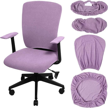 Tallew 4 Pcs Office Chair Covers Stretchable Armrest Seat,XL,Lilac Purple | Universal Fit Office Desk Chairs, Protective Seat Backrest Slipcovers, Stretchable Prevent Wear, Easy Install for Rotating