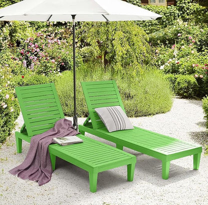Nestl Sun Tanning Chair - Lime Green Chaise Lounge Chair Outdoor, Lightweight Pool Lounge Chairs, Adjustable 5-Position Reclining Lawn Chair, Waterproof Beach Outdoor Lounge Chairs