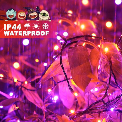 JMEXSUSS 66ft 200 LEDOrange and Purple Halloween String Lights, Plug in | Connectable, Waterproof, 8 Modes, Halloween Lights Indoor Outdoorfor Tree Yard Garden Halloween Decorations