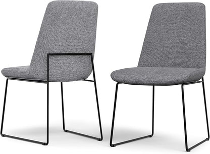 SIMPLIHOME Hayley Vegan Leather Dining Chairs in Cream (Set of 2) | Modern minimalist dining chairs with a metal sled base and a cushioned seat; kitchen or side chairs.