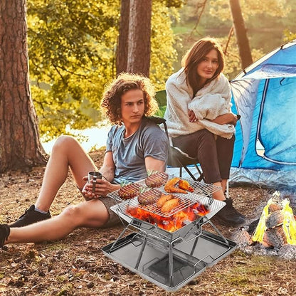 Charcoal Grill Stainless Steel Barbeque Grill Portable Camping Grill for Backpacking Hiking Travel Picnic BBQ Grill