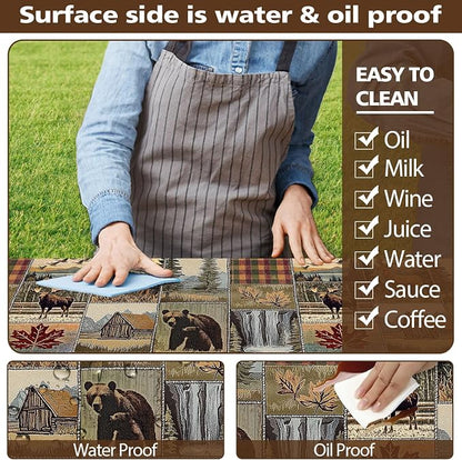 Rectangle Picnic Table Cover with Bench Covers 6FT 3PCS, Camping Essentials,Rectangle Fitted Camping Tablecloth Waterproof with Elastic Edge for Indoor Outdoor Patio, 72in, Brown
