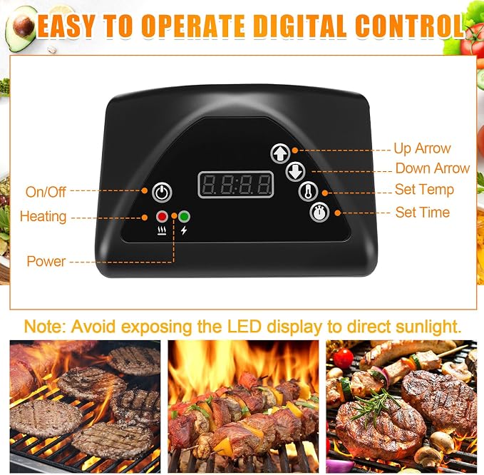 Fumete 9907160014 9907120011 Smoker Replacement Kit, Compatible with Masterbuilt Mb20071117 30 Inch Electric Smokers, Digital Control Panel with 120v 800w Heating Element Set