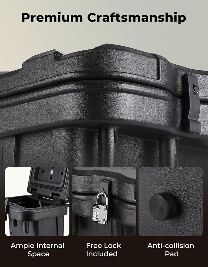 KEMIMOTO UTV Bed Storage Box 5.5GAL Compatible with Polaris Ranger General | 21L Black Bed Toolbox,Low-Density Polyethylene Cargo Box, Compatible with Ranger 1000/XP 900 570 500 2016-2026