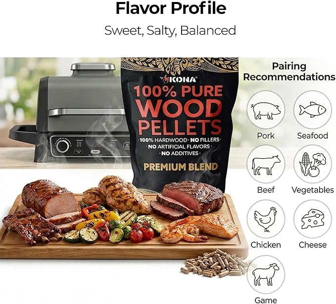 Kona Premium Blend Smoker Pellets, Intended for Ninja Woodfire Outdoor Grill, 2 lb Resealable Bag