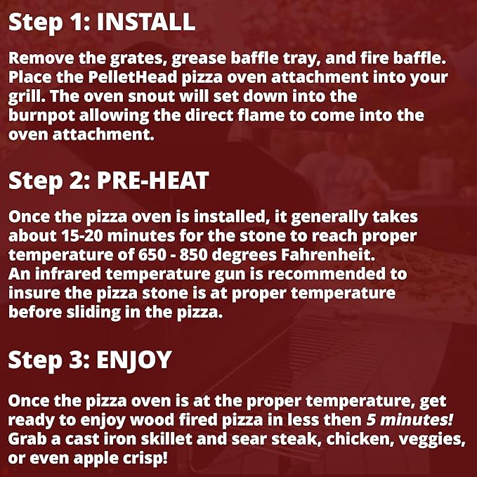 Pellethead Pizza Oven Attachment for Pellet Grills, 800°F+, SS | Fits Traeger, Pit Boss, Camp Chef, and GMG grills, Stainless steel with 13-inch stone, Reaches 800°F or higher