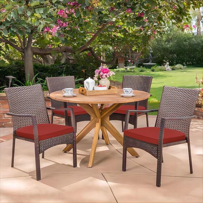 HARBOREST Outdoor Chair Cushions Set of 4, Water Resistant Patio Chair Cushions with Ties, Outdoor Seat Cushions for Patio Furniture, 17"x16"x2", Burnt Orange