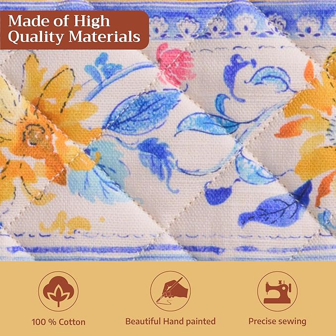 Maison d' Hermine Pot Holders 100% Cotton Heat Resistant Potholders 8" x 8" Hot Pads with Loop BBQ Cooking Baking Hotel Farmhouse Kitchen Handling Hot Pans Spring Summer (Pack of 1, Girassol)