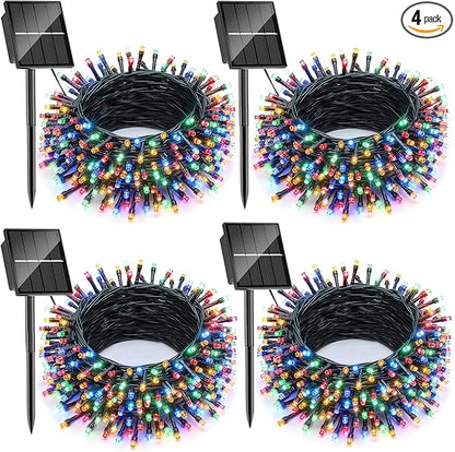 SOLARBABY 4 Pack Solar Christmas Lights Outdoor,Total 146Ft 400 LED Solar String Lights Outdoor with 8 Modes,Waterproof Multicolor Fairy Light for Outside Garden Yard Xmas Tree Christmas Decoration