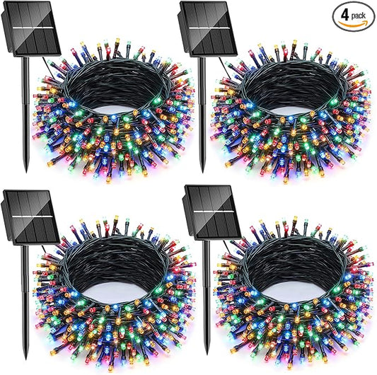 SOLARBABY 4 Pack Solar Christmas Lights Outdoor,Total 146Ft 400 LED Solar String Lights Outdoor with 8 Modes,Waterproof Multicolor Fairy Light for Outside Garden Yard Xmas Tree Christmas Decoration