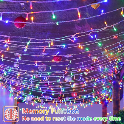 YEGUO 165ft 500 LED Christmas Lights Outdoor Waterproof, Clear Wire String Lights Indoor Plug in, 8 Modes Twinkle Tree Light Multicolor