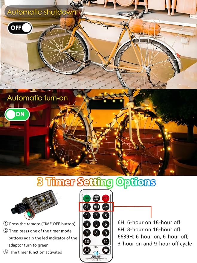 YIQU 108FT Color Changing Christmas Lights with Remote Timer 300 LED | Warm White & Multicolor Fairy Xmas String Lights with 11 Lighting Modes & Memory Function Waterproof for Christmas Tree Decor