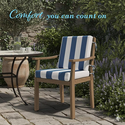California Umbrella Outdoor Dining Chair, Patio Seat Cushion, 20 x 40 Inch, Premium Outdoor Memory Foam, Fade Resistant Sunbrella Fabric, Fabric Ties,Cabana Regatta