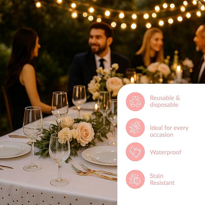 Prestee Rose Gold Plastic Rectangle Tablecloths Pack of 12-54" x 108" Disposable Table Cloths for Parties, Heavy-Duty Waterproof and Stain-Resistant Tablecloth for Thanksgiving, Weddings, Holidays
