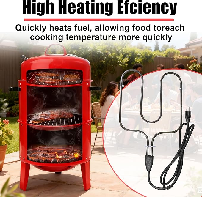 116-7000-0 Electric Heating Element, 1500W 120V Replacement for Brinkmann Gourmet Electric Smoker, Universal Outdoor Smoker and Grill Heating Part with Thermostat