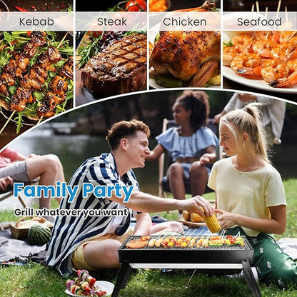 Charcoal Grill,Portable Folding BBQ Grill for Outdoor,Stainless Steel Grill Net Easy Setup Tabletop Barbecue Grill for Outdoor Camping Picnic Backyard Party