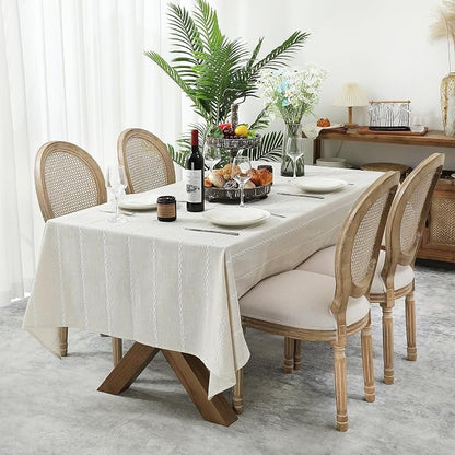 Chassic 60 x 104 inches Farmhouse Style Linen tablecloths, Wrinkle Resistant Washable Dining Room Table Cloths for 6 Foot Rectangle Tables - Beige