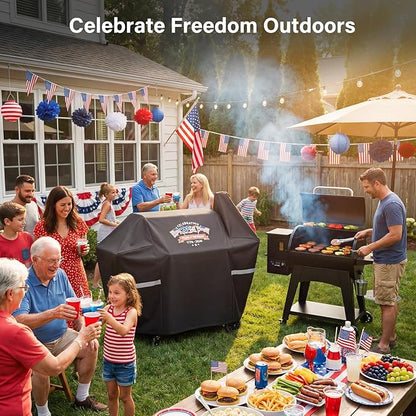 Grill Cover for Pit Boss 820 Deluxe/820D/820FB/820SC/820XL/820PS1, 850 Pro/850 DX & Z Grills 700 Series, 600D Waterproof Pellet Smoker Cover with Drawstring and Handles, 1776-2026 Patriotic Design