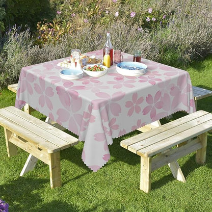 Cherry Blossom Square Tablecloths Pink Flowers Japanese Spring Floral Tablecloth Dining Table Cloth Table Cover for Home Kitchen Dining Room Outdoor Camping Party Picnic 60x60 Inch