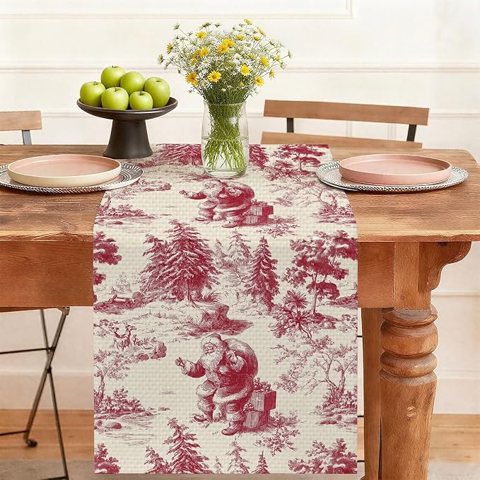Christmas Santa Claus Table Runner,Dining Decor for Kitchen Coffee Table Family Dinners Holiday Parties Wedding Events Decor(13x72 inch)