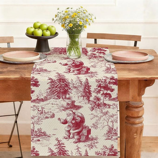 Christmas Santa Claus Table Runner,Dining Decor for Kitchen Coffee Table Family Dinners Holiday Parties Wedding Events Decor(13x72 inch)