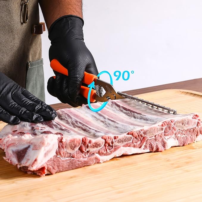 Rib Membrane Removal Tool, BBQ Rib Skinner, Thickened Stainless Steel Rib Membrane Remover, Ergonomic Design for Effortless BBQ Rib Preparation (Black)