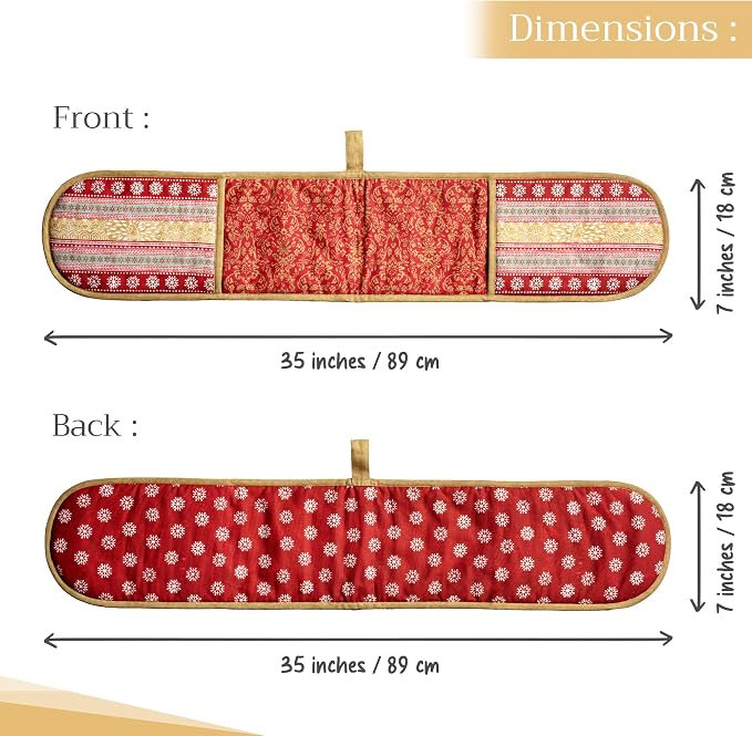 Maison d' Hermine Double Oven Mitts 100% Cotton Double Oven Glove (7"x35") | Heat Resistant BBQ Cooking Gloves with Loop Baking Kitchen Home Hotel Farmhouse Thanksgiving Christmas - Sofia