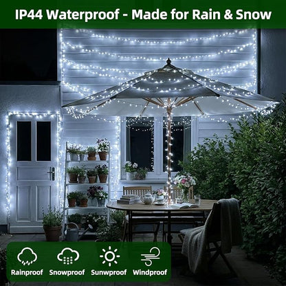 QUHUATU 750 LED 240FT Christmas String Lights, 12 Modes, Cool White | Waterproof Plug-in LED String Lights with Timer, Memory & Dimming for Trees Fences Patios House Wedding Holiday Christmas