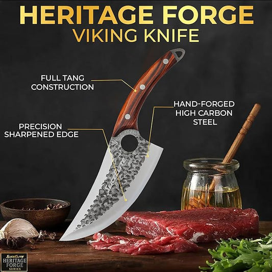 SliceElite Hand-Forged Viking Knife | Precision Boning & Meat-Cutting Tool with Gift Box | Professional Chef Knife for BBQ & Kitchen