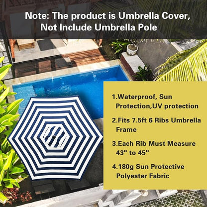 Sunnyglade 7.5ft Patio Umbrella Replacement Canopy Market Umbrella Top Outdoor Umbrella Canopy with 6 Ribs